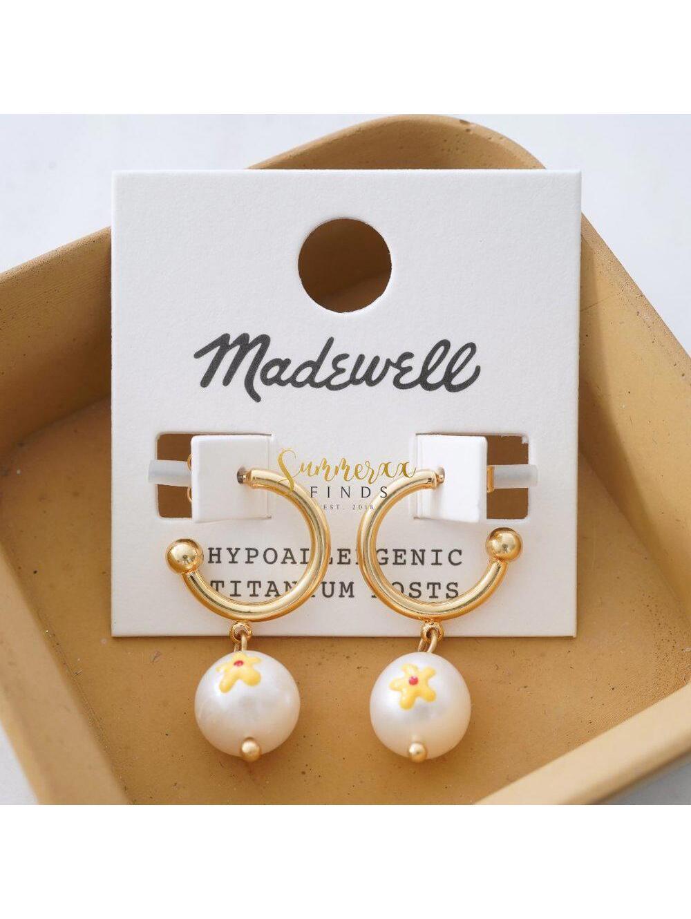 Madewell Painted Pearl Small Hoop Earrings